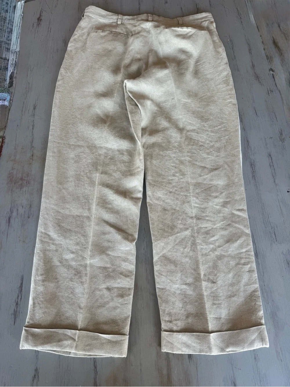 Vintage Y2K Banana Republic Mens 38x32 (40x32) 100% Linen Pleated Cuffed Pants